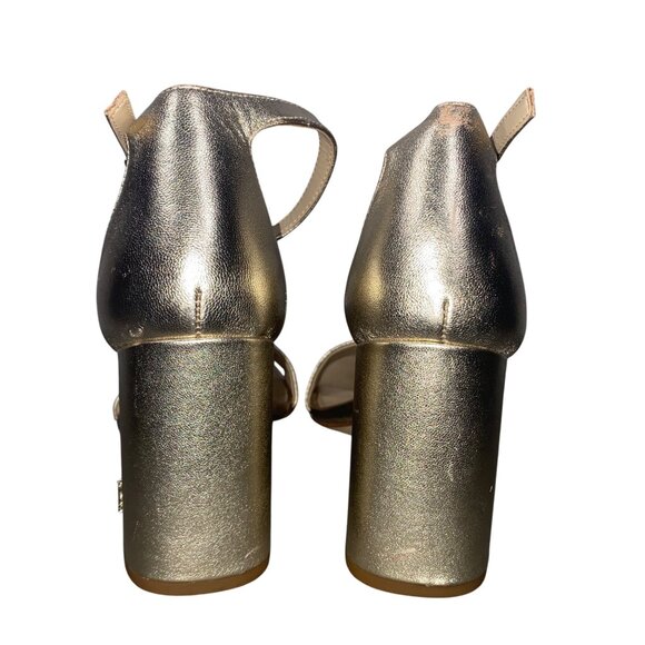 Sam Edelman gold Metallic Block Heel Sandals shoes women’s 7.5 event party - Picture 5 of 11